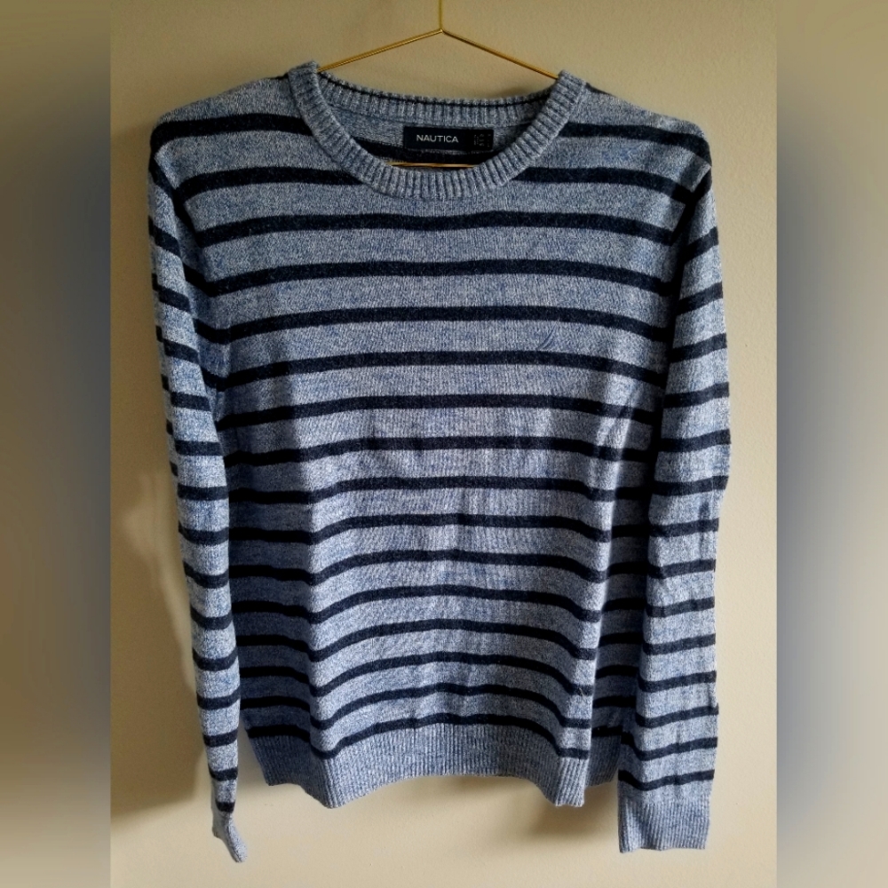 Mens blue striped Nautica sweater